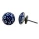 Navy Blue Floral Flat Knob
